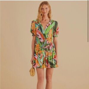 Banana foliage mini dress XS Farm Rio